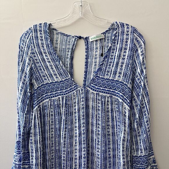 NWOT KIDSFORM Women Boho Mini Dress Floral Printed Deep V-Neck Bohemian Small - Picture 3 of 8